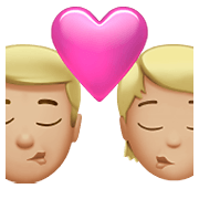 Emoji 👨🏼‍❤️‍💋‍🧑🏼 Bacio Tra Coppia: uomo, persona, Carnagione Abbastanza Chiara su Apple iOS 15.4.