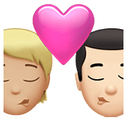 Emoji 🧑🏼‍❤️‍💋‍👨🏻 Bacio Tra Coppia: persona, uomo, Carnagione Abbastanza Chiara, Carnagione Chiara su Apple iOS 15.4.
