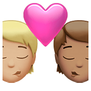 🧑🏼‍❤️‍💋‍🧑🏽 Emoji sich küssendes Paar: Person, Person, mittelhelle Hautfarbe, mittlere Hautfarbe Apple iOS 15.4.