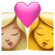 👩🏼‍❤️‍💋‍👩 Emoji Beijo - Mulher: Pele Morena Clara, Mulher na Apple iOS 15.4.