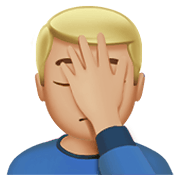 🤦🏼‍♂️ Emoji sich an den Kopf fassender Mann: mittelhelle Hautfarbe Apple iOS 15.4.