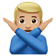 Emoji 🙅🏼‍♂️ Uomo Con Gesto Di Rifiuto: Carnagione Abbastanza Chiara su Apple iOS 15.4.