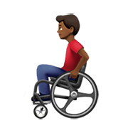 👨🏾‍🦽 Emoji Mann in manuellem Rollstuhl: mitteldunkle Hautfarbe Apple iOS 15.4.