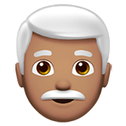 Emoji 👨🏽‍🦳 Uomo: Carnagione Olivastra E Capelli Bianchi su Apple iOS 15.4.