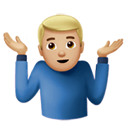🤷🏼‍♂️ Emoji schulterzuckender Mann: mittelhelle Hautfarbe Apple iOS 15.4.