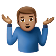 🤷🏽‍♂️ Emoji schulterzuckender Mann: mittlere Hautfarbe Apple iOS 15.4.