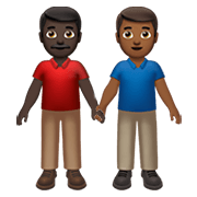 👨🏿‍🤝‍👨🏾 Emoji händchenhaltende Männer: dunkle Hautfarbe, mitteldunkle Hautfarbe Apple iOS 15.4.