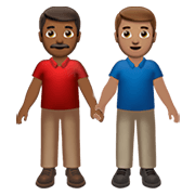 Émoji 👨🏾‍🤝‍👨🏽 Deux Hommes Se Tenant La Main : Peau Mate Et Peau Légèrement Mate sur Apple iOS 15.4.