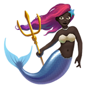 🧜🏿‍♀️ Emoji Sirena: Tono De Piel Oscuro en Apple iOS 15.4.