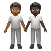 🧑🏾‍🤝‍🧑🏿 Emoji Dos Personas Dándose La Mano: Tono De Piel Oscuro Medio, Tono De Piel Oscuro en Apple iOS 15.4.