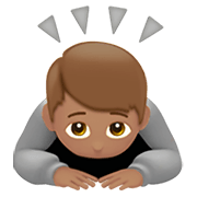 Emoji 🙇🏽 Persona Che Fa Un Inchino Profondo: Carnagione Olivastra su Apple iOS 15.4.