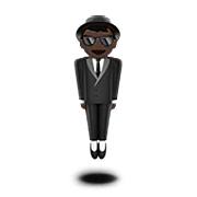 🕴🏿 Emoji schwebender Mann im Anzug: dunkle Hautfarbe Apple iOS 15.4.