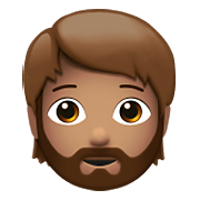 Emoji 🧔🏽 Uomo Con La Barba: Carnagione Olivastra su Apple iOS 15.4.