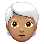 🧑🏽‍🦳 Emoji Erwachsener: mittlere Hautfarbe, weißes Haar Apple iOS 15.4.