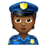 👮🏾 Emoji Polizist(in): mitteldunkle Hautfarbe Apple iOS 15.4.