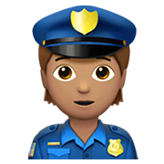 👮🏽 Emoji Polizist(in): mittlere Hautfarbe Apple iOS 15.4.