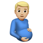 🫃🏼 Emoji Hombre Embarazado: Tono De Piel Claro Medio en Apple iOS 15.4.