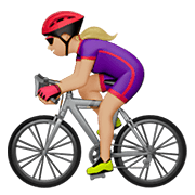 🚴🏼‍♀️ Emoji Mujer En Bicicleta: Tono De Piel Claro Medio en Apple iOS 15.4.