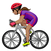 Émoji 🚴🏽‍♀️ Cycliste Femme : Peau Légèrement Mate sur Apple iOS 15.4.