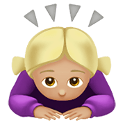 🙇🏼‍♀️ Emoji sich verbeugende Frau: mittelhelle Hautfarbe Apple iOS 15.4.