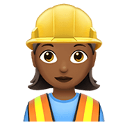 👷🏾‍♀️ Emoji Bauarbeiterin: mitteldunkle Hautfarbe Apple iOS 15.4.
