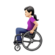 👩🏻‍🦽 Emoji Frau in manuellem Rollstuhl: helle Hautfarbe Apple iOS 15.4.