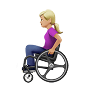 👩🏼‍🦽 Emoji Frau in manuellem Rollstuhl: mittelhelle Hautfarbe Apple iOS 15.4.