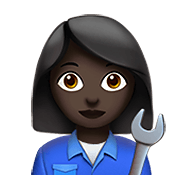 👩🏿‍🔧 Emoji Mechanikerin: dunkle Hautfarbe Apple iOS 15.4.