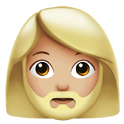 🧔🏼‍♀️ Emoji Mulher: Barba Pele Morena Clara na Apple iOS 15.4.