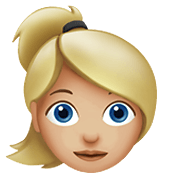 👱🏼‍♀️ Emoji Frau: mittelhelle Hautfarbe, blond Apple iOS 15.4.