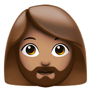 🧔🏽‍♀️ Emoji Mulher: Barba Pele Morena na Apple iOS 15.4.