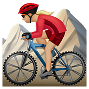 🚵🏼‍♀️ Emoji Mujer En Bicicleta De Montaña: Tono De Piel Claro Medio en Apple iOS 15.4.