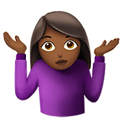 🤷🏾‍♀️ Emoji Mulher Dando De Ombros: Pele Morena Escura na Apple iOS 15.4.