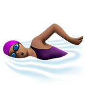 Emoji 🏊🏽‍♀️ Nuotatrice: Carnagione Olivastra su Apple iOS 15.4.