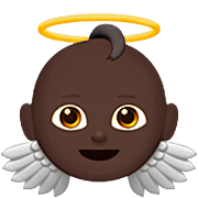 👼🏿 Emoji Bebé ángel: Tono De Piel Oscuro en Apple iOS 16.4.