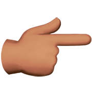 👉🏽 Emoji Dorso Da Mão Com Dedo Indicador Apontando Para A Direita: Pele Morena na Apple iOS 16.4.