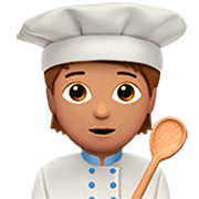 Emoji 🧑🏽‍🍳 Persona Che Cucina: Carnagione Olivastra su Apple iOS 16.4.