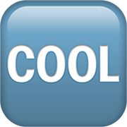 🆒 Emoji Wort „Cool“ in blauem Quadrat Apple iOS 16.4.