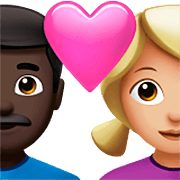 👨🏿‍❤️‍👩🏼 Emoji Pareja Enamorada - Hombre: Tono De Piel Oscuro, Mujer: Tono De Piel Claro Medio en Apple iOS 16.4.