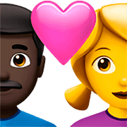 👨🏿‍❤️‍👩 Emoji Liebespaar - Mann: dunkle Hautfarbe, Frau Apple iOS 16.4.