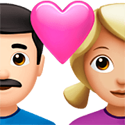 Emoji 👨🏻‍❤️‍👩🏼 Coppia Con Cuore - Uomo: Carnagione Chiara, Donna: Carnagione Abbastanza Chiara su Apple iOS 16.4.