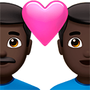 👨🏿‍❤️‍👨🏿 Emoji Liebespaar - Mann: dunkle Hautfarbe, Mann: dunkle Hautfarbe Apple iOS 16.4.