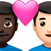 👨🏿‍❤️‍👨🏻 Emoji Liebespaar - Mann: dunkle Hautfarbe, Mann: helle Hautfarbe Apple iOS 16.4.