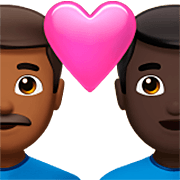 👨🏾‍❤️‍👨🏿 Emoji Pareja Enamorada - Hombre: Tono De Piel Oscuro Medio, Hombre: Tono De Piel Oscuro en Apple iOS 16.4.
