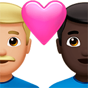 👨🏼‍❤️‍👨🏿 Emoji Liebespaar - Mann: mittelhelle Hautfarbe, Mann: dunkle Hautfarbe Apple iOS 16.4.