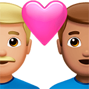 👨🏼‍❤️‍👨🏽 Emoji Liebespaar - Mann: mittelhelle Hautfarbe, Mann: mittlere Hautfarbe Apple iOS 16.4.
