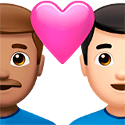 👨🏽‍❤️‍👨🏻 Emoji sich küssendes Paar - Mann: mittlere Hautfarbe, Mann: helle Hautfarbe Apple iOS 16.4.