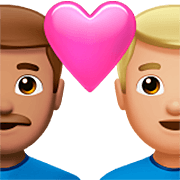 👨🏽‍❤️‍👨🏼 Emoji Liebespaar - Mann: mittlere Hautfarbe, Mann: mittelhelle Hautfarbe Apple iOS 16.4.