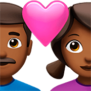 👨🏾‍❤️‍👩🏾 Emoji Casal Apaixonado - Homem: Pele Morena Escura, Mulher: Pele Morena Escura na Apple iOS 16.4.