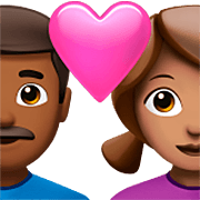 👨🏾‍❤️‍👩🏽 Emoji Liebespaar - Mann: mitteldunkle Hautfarbe, Frau: mittlere Hautfarbe Apple iOS 16.4.
